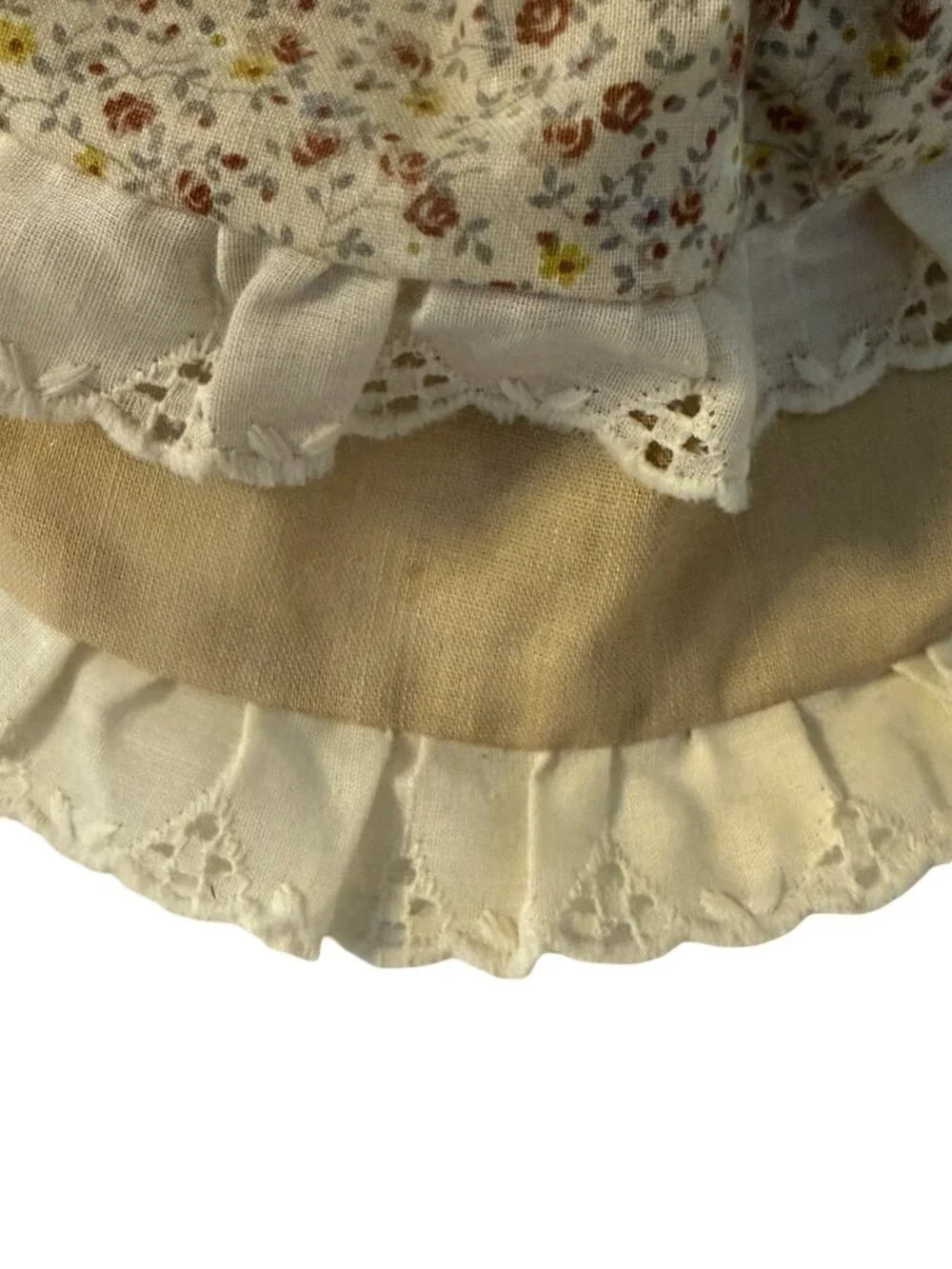 Vintage Handmade Country Grandma Mouse Cloth Doll Shelf Sitter Floral Dress Bask